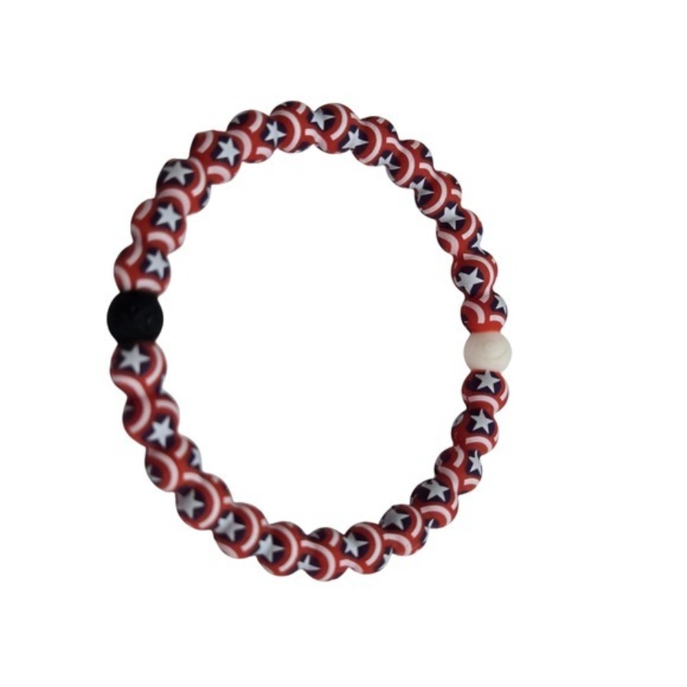 Lokai Bracelet Captain America Marvel Shield‎ Red White Blue Silicone Large